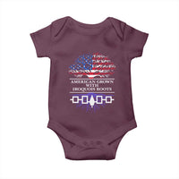 American Grown With Iroquois Roots Baby Onesie Tree USA Flag - Wonder Print Shop