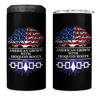 American Grown With Iroquois Roots 4 in 1 Can Cooler Tumbler Tree USA Flag - Wonder Print Shop