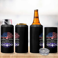 American Grown With Iroquois Roots 4 in 1 Can Cooler Tumbler Tree USA Flag - Wonder Print Shop