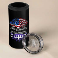 American Grown With Iroquois Roots 4 in 1 Can Cooler Tumbler Tree USA Flag - Wonder Print Shop