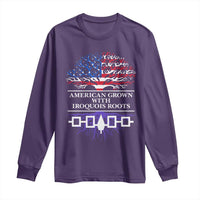 American Grown With Iroquois Roots Long Sleeve Shirt Tree USA Flag - Wonder Print Shop