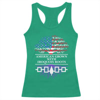 American Grown With Iroquois Roots Racerback Tank Top Tree USA Flag - Wonder Print Shop