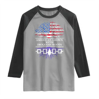 American Grown With Iroquois Roots Raglan Shirt Tree USA Flag - Wonder Print Shop