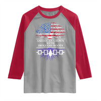 American Grown With Iroquois Roots Raglan Shirt Tree USA Flag - Wonder Print Shop