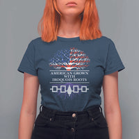 American Grown With Iroquois Roots T Shirt For Women Tree USA Flag - Wonder Print Shop