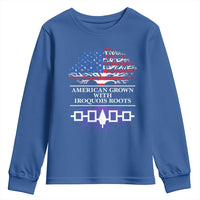 American Grown With Iroquois Roots Youth Sweatshirt Tree USA Flag - Wonder Print Shop