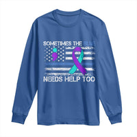 Police Suicide Awareness Long Sleeve Shirt Sometimes The Blue Need Help Too