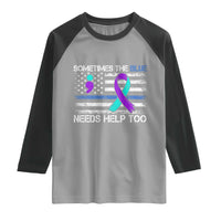 Police Suicide Awareness Raglan Shirt Sometimes The Blue Need Help Too