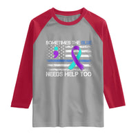 Police Suicide Awareness Raglan Shirt Sometimes The Blue Need Help Too