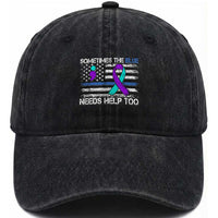 Police Suicide Awareness Washed Cotton Baseball Cap Sometimes The Blue Need Help Too