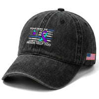 Police Suicide Awareness Washed Cotton Baseball Cap Sometimes The Blue Need Help Too