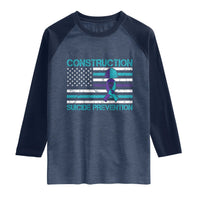 Construction Suicide Prevention Awareness Raglan Shirt Mental Health American Flag