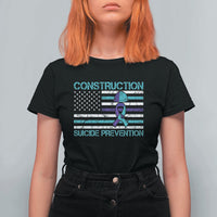 Construction Suicide Prevention Awareness T Shirt For Women Mental Health American Flag