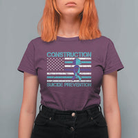 Construction Suicide Prevention Awareness T Shirt For Women Mental Health American Flag