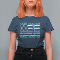Construction Suicide Prevention Awareness T Shirt For Women Mental Health American Flag