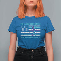Construction Suicide Prevention Awareness T Shirt For Women Mental Health American Flag