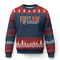 First Day of School Teacher Student Ugly Christmas Sweater Funny Back to School Retro