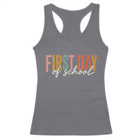 First Day of School Teacher Student Racerback Tank Top Funny Back to School Retro