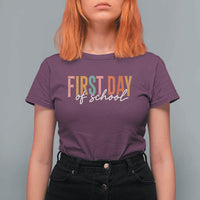 First Day of School Teacher Student T Shirt For Women Funny Back to School Retro