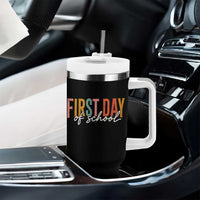 First Day of School Teacher Student Tumbler With Handle Funny Back to School Retro