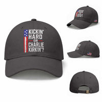 Funny Kickin Hard Or Kirkin US Political Baseball Cap Vintage American Flag