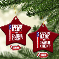 Funny Kickin Hard Or Kirkin US Political Ceramic Ornament Vintage American Flag