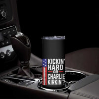 Funny Kickin Hard Or Kirkin US Political Skinny Tumbler Vintage American Flag