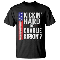 Funny Kickin Hard Or Kirkin US Political T Shirt Vintage American Flag
