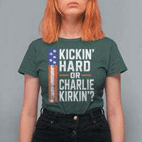 Funny Kickin Hard Or Kirkin US Political T Shirt For Women Vintage American Flag