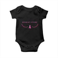 Funny Breast Cancer Awareness Baby Onesie Bitches Get Stitches Pink Ribbon