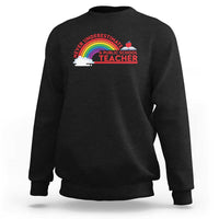 Tim Walz Sweatshirt Never Underestimate A Public School Teacher Rainbow Apple Book - Wonder Print Shop