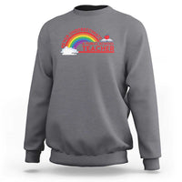Tim Walz Sweatshirt Never Underestimate A Public School Teacher Rainbow Apple Book - Wonder Print Shop