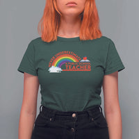 Tim Walz T Shirt For Women Never Underestimate A Public School Teacher Rainbow Apple Book - Wonder Print Shop