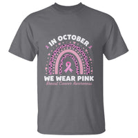Breast Cancer Awareness T Shirt In October We Wear Pink Rainbow Heart Ribbon - Wonder Print Shop