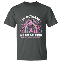 Breast Cancer Awareness T Shirt In October We Wear Pink Rainbow Heart Ribbon - Wonder Print Shop