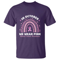 Breast Cancer Awareness T Shirt In October We Wear Pink Rainbow Heart Ribbon - Wonder Print Shop