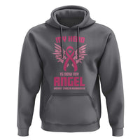 Breast Cancer Awareness Hoodie My Hero Is Now My Angel Pink Ribbon Wings Heart - Wonder Print Shop