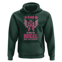 Breast Cancer Awareness Hoodie My Hero Is Now My Angel Pink Ribbon Wings Heart - Wonder Print Shop