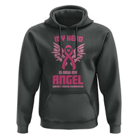 Breast Cancer Awareness Hoodie My Hero Is Now My Angel Pink Ribbon Wings Heart - Wonder Print Shop