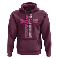 Breast Cancer Awareness Hoodie I Can Do All Things Through Christ Who Strengthens Me Pink Ribbon - Wonder Print Shop
