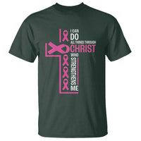 Breast Cancer Awareness T Shirt I Can Do All Things Through Christ Who Strengthens Me Pink Ribbon - Wonder Print Shop