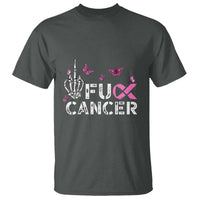 Breast Cancer Awareness T Shirt Fuck Cancer Pink Ribbon Skeleton Hand Butterfly - Wonder Print Shop