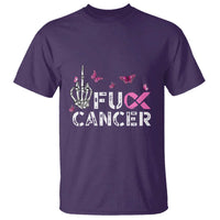 Breast Cancer Awareness T Shirt Fuck Cancer Pink Ribbon Skeleton Hand Butterfly - Wonder Print Shop