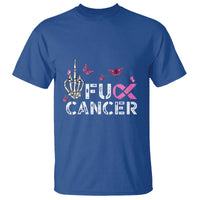 Breast Cancer Awareness T Shirt Fuck Cancer Pink Ribbon Skeleton Hand Butterfly - Wonder Print Shop