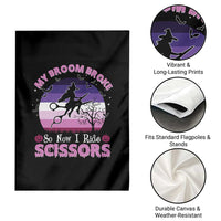 Funny Lesbian Witch Halloween Garden Flag My Broom Broke So Now I Ride Scissors - Wonder Print Shop