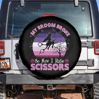 Funny Lesbian Witch Halloween Spare Tire Cover My Broom Broke So Now I Ride Scissors - Wonder Print Shop