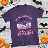 Funny Lesbian Witch Halloween T Shirt My Broom Broke So Now I Ride Scissors - Wonder Print Shop