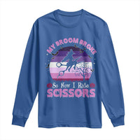 Funny Lesbian Witch Halloween Long Sleeve Shirt My Broom Broke So Now I Ride Scissors - Wonder Print Shop