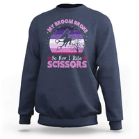 Funny Lesbian Witch Halloween Sweatshirt My Broom Broke So Now I Ride Scissors - Wonder Print Shop