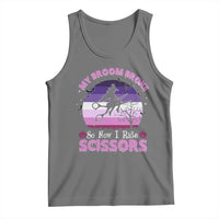Funny Lesbian Witch Halloween Tank Top My Broom Broke So Now I Ride Scissors - Wonder Print Shop